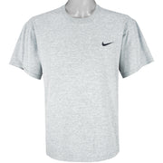 Nike - Grey Embroidered T-Shirt 1990s Medium Vintage Retro
