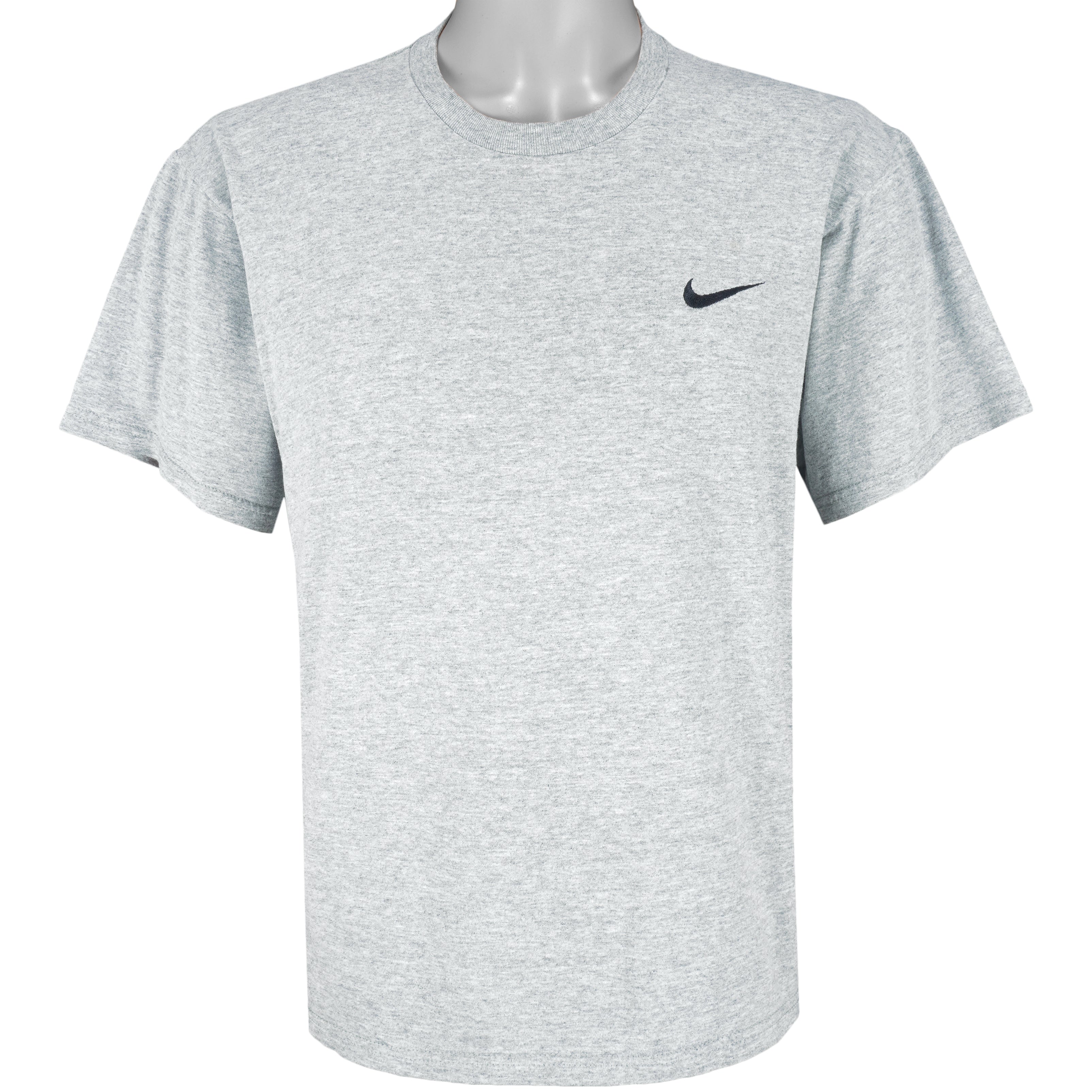 Nike - Grey Embroidered T-Shirt 1990s Medium Vintage Retro