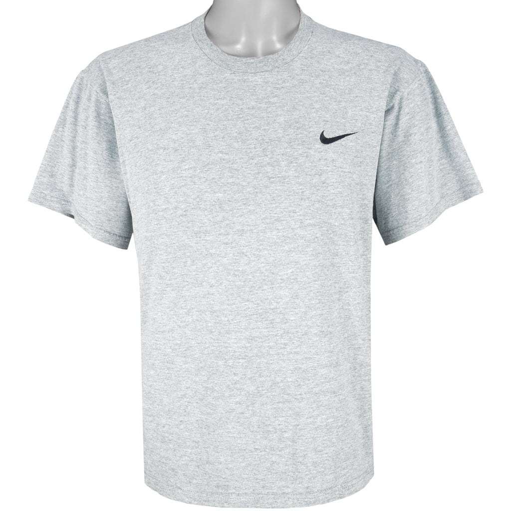 Nike - Grey Embroidered T-Shirt 1990s Medium Vintage Retro