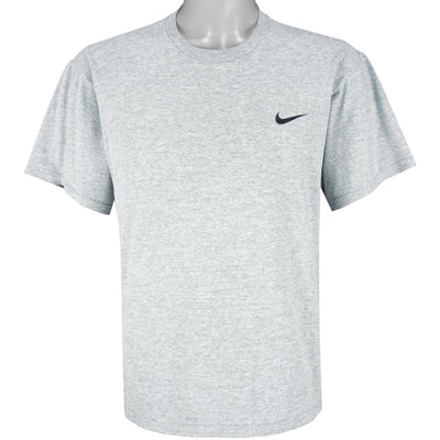 Nike - Grey Classic Embroidered T-Shirt 1990s Medium