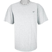 Nike - Grey Embroidered T-Shirt 1990s Large Vintage Retro