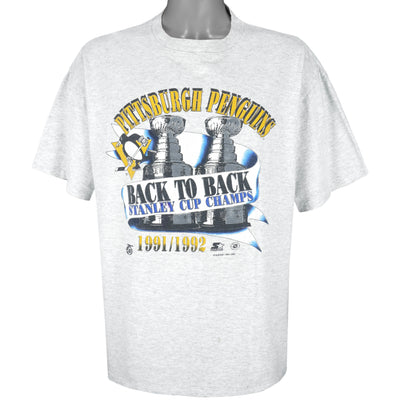 Starter - Pittsburgh Penguins Back to Back Champions T-Shirt 1992 X-Large