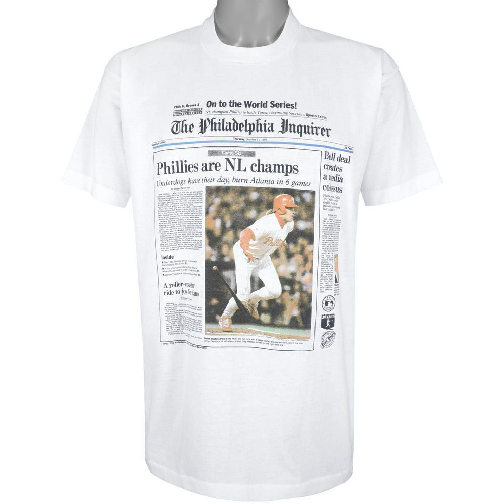 MLB (Front Pages) - Philadelphia Phillies NL Champs T-Shirt 1993 X-Large Vintage Retro