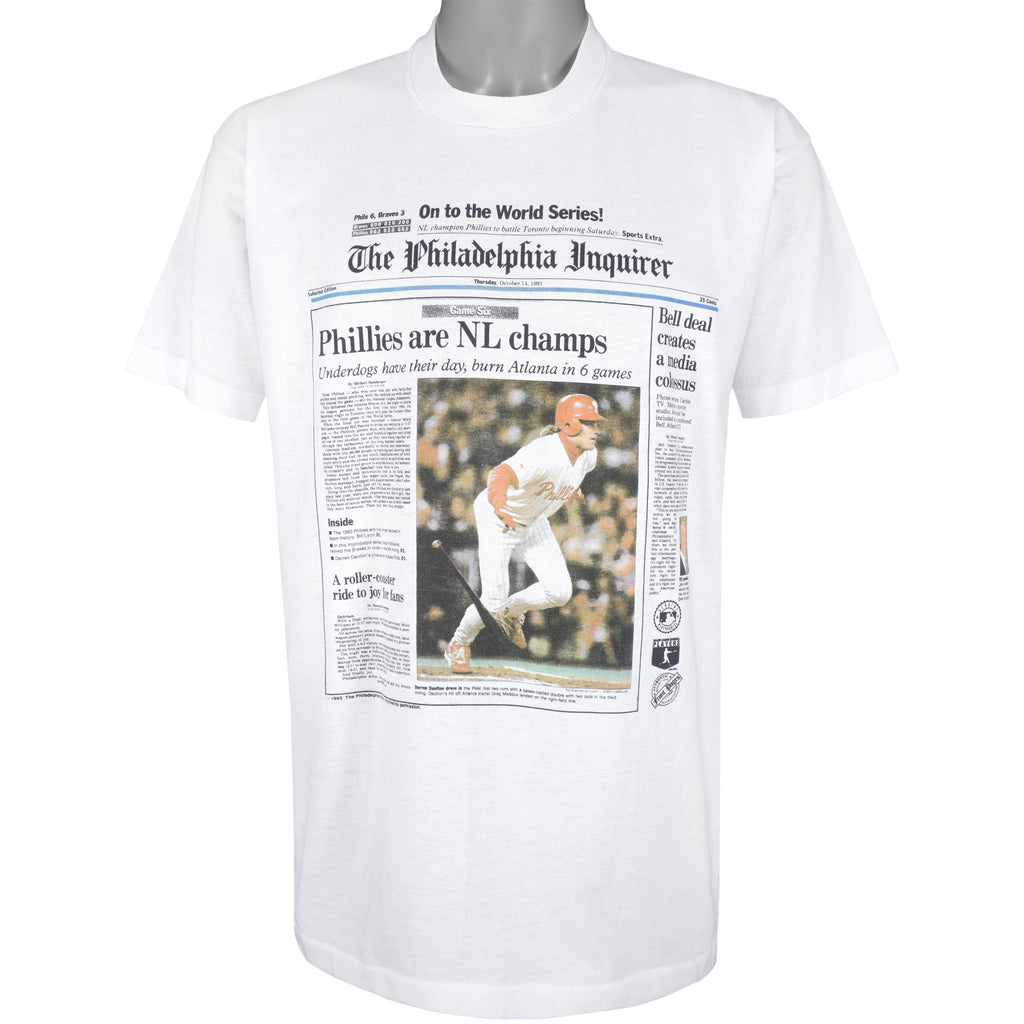 MLB (Front Pages) - Philadelphia Phillies NL Champs T-Shirt 1993 X-Large Vintage Retro
