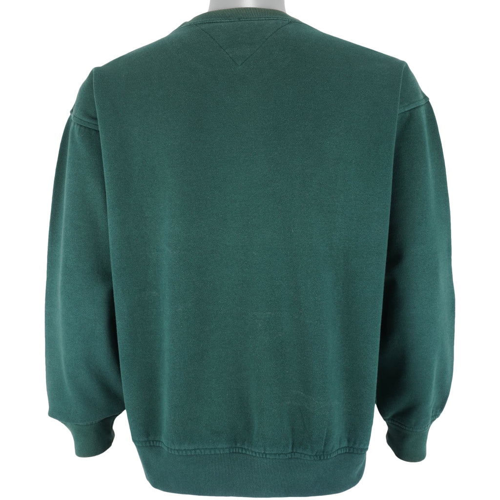 Tommy Hilfiger - Green Crew Neck Sweatshirt 1990s Medium Vintage Retro
