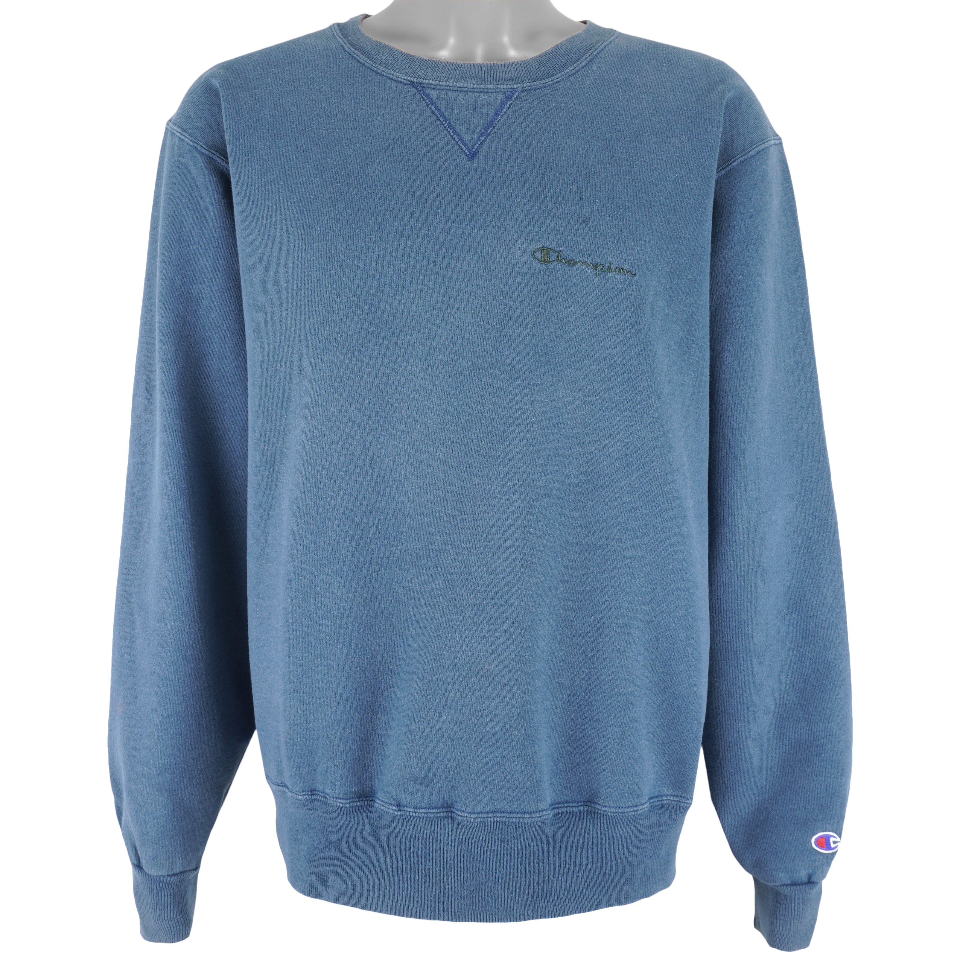 Champion - Blue Crew Neck Sweatshirt Large Vintage Retro