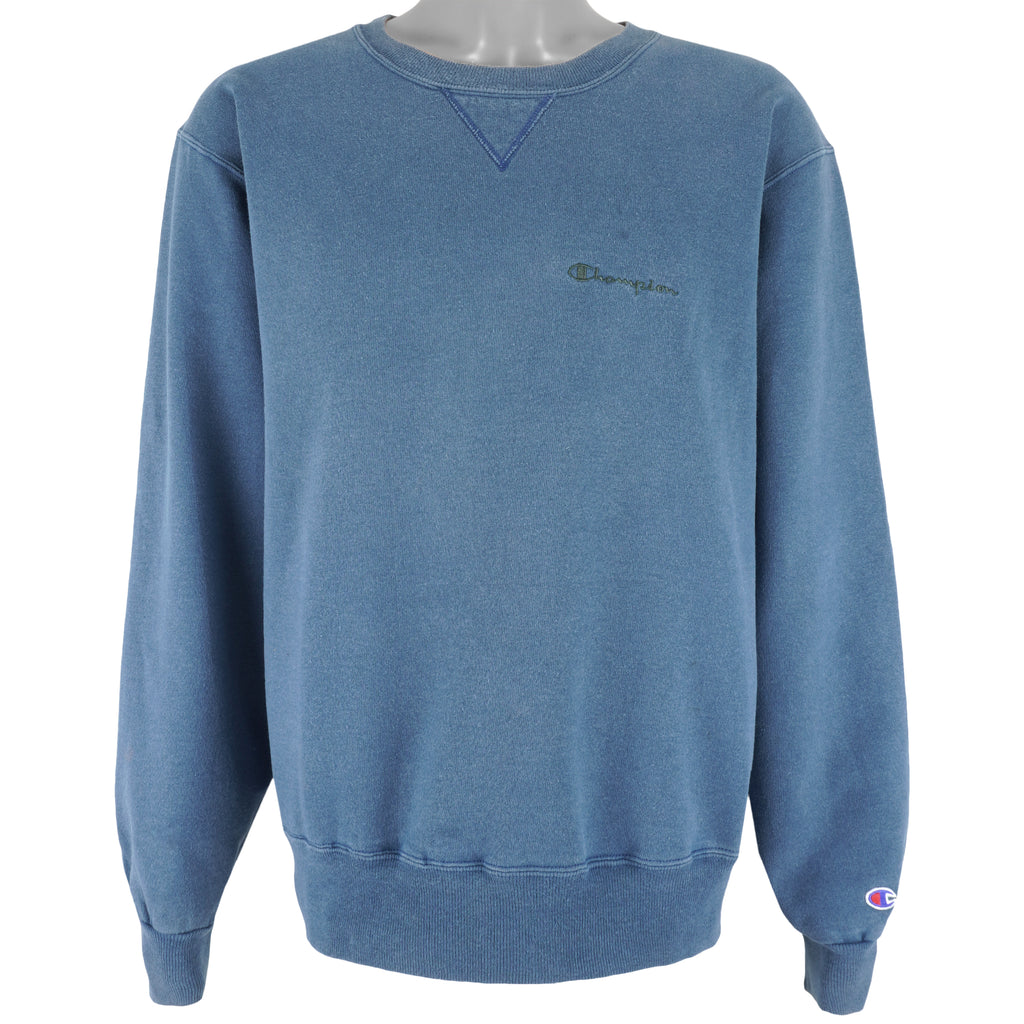 Champion - Blue Crew Neck Sweatshirt Large Vintage Retro