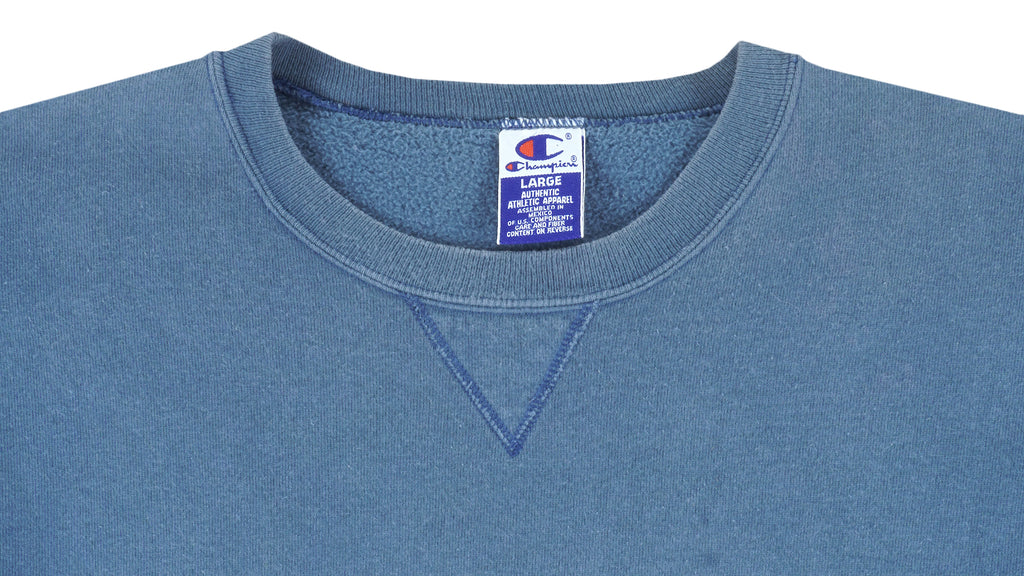 Champion - Blue Crew Neck Sweatshirt Large Vintage Retro