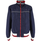 Tommy Hilfiger - Navy Blue Zip-Up Windbreaker X-Large Vintage Retro