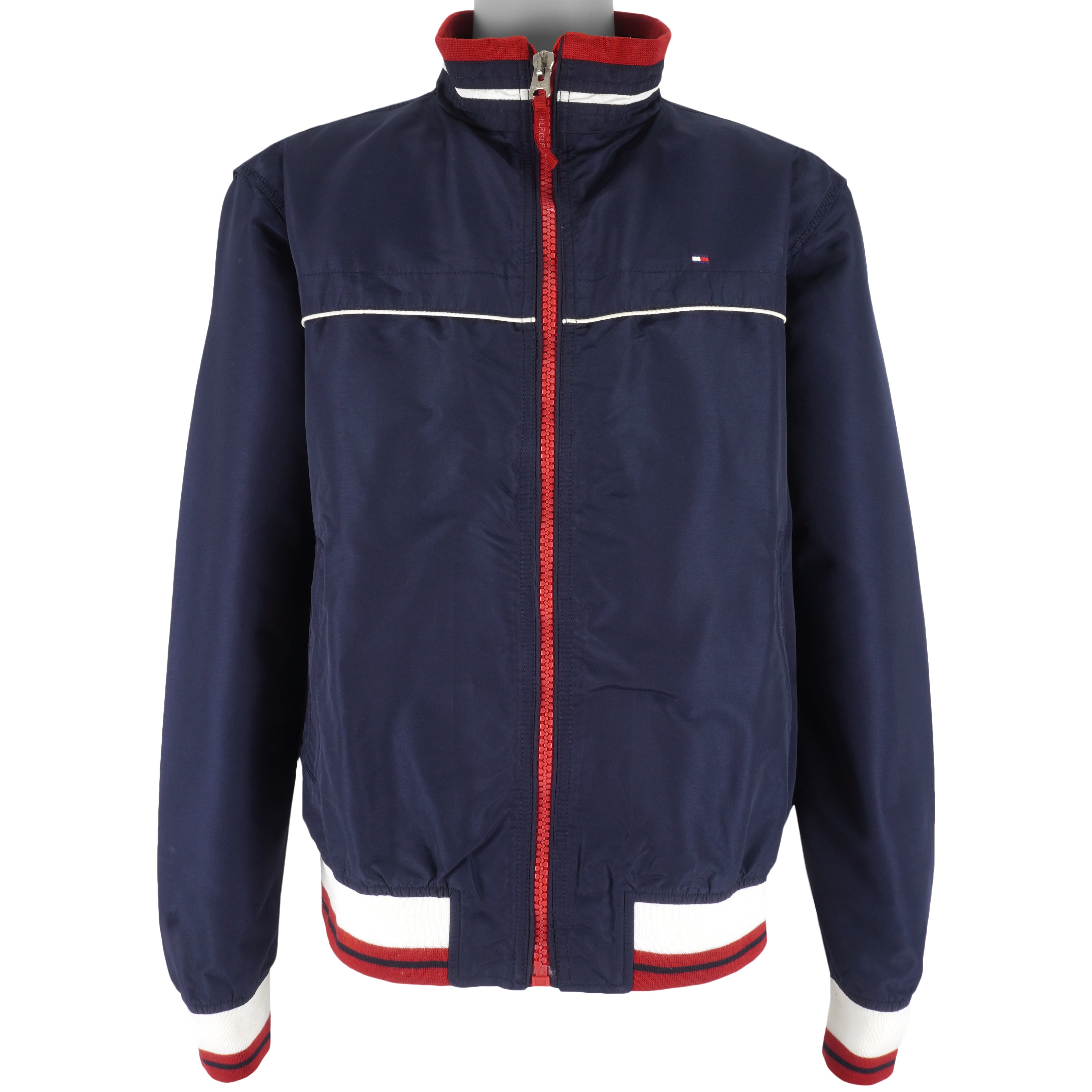 Tommy Hilfiger - Navy Blue Zip-Up Windbreaker X-Large Vintage Retro