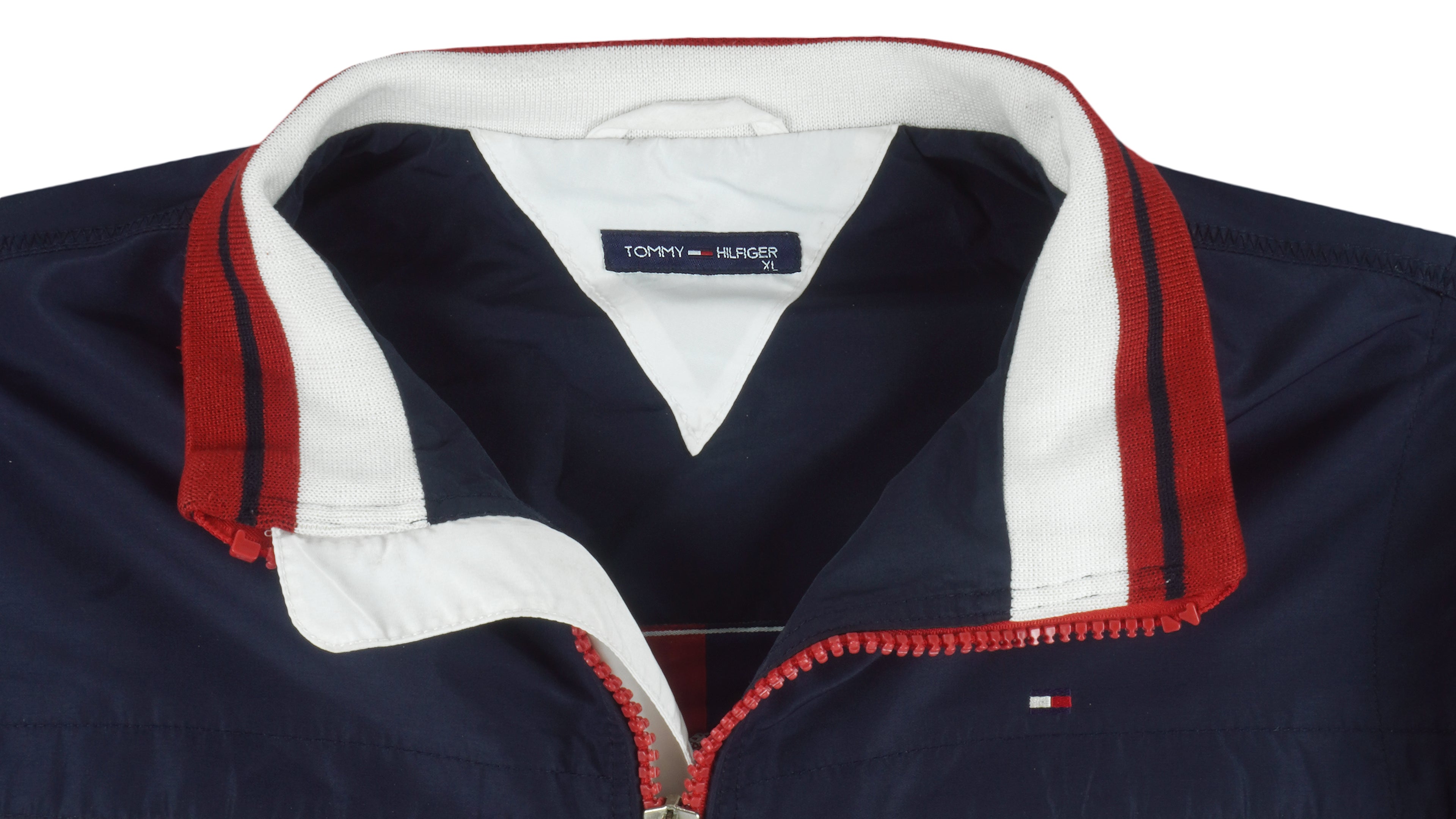 Tommy Hilfiger - Navy Blue Zip-Up Windbreaker X-Large Vintage Retro