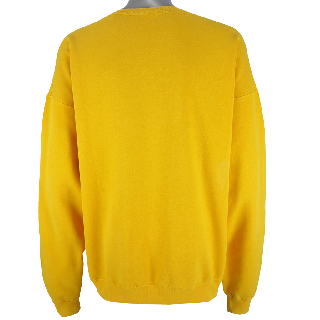 Calvin Klein - Yellow Spell-Out Crew Neck Sweatshirt 1990s X-Large Vintage Retro