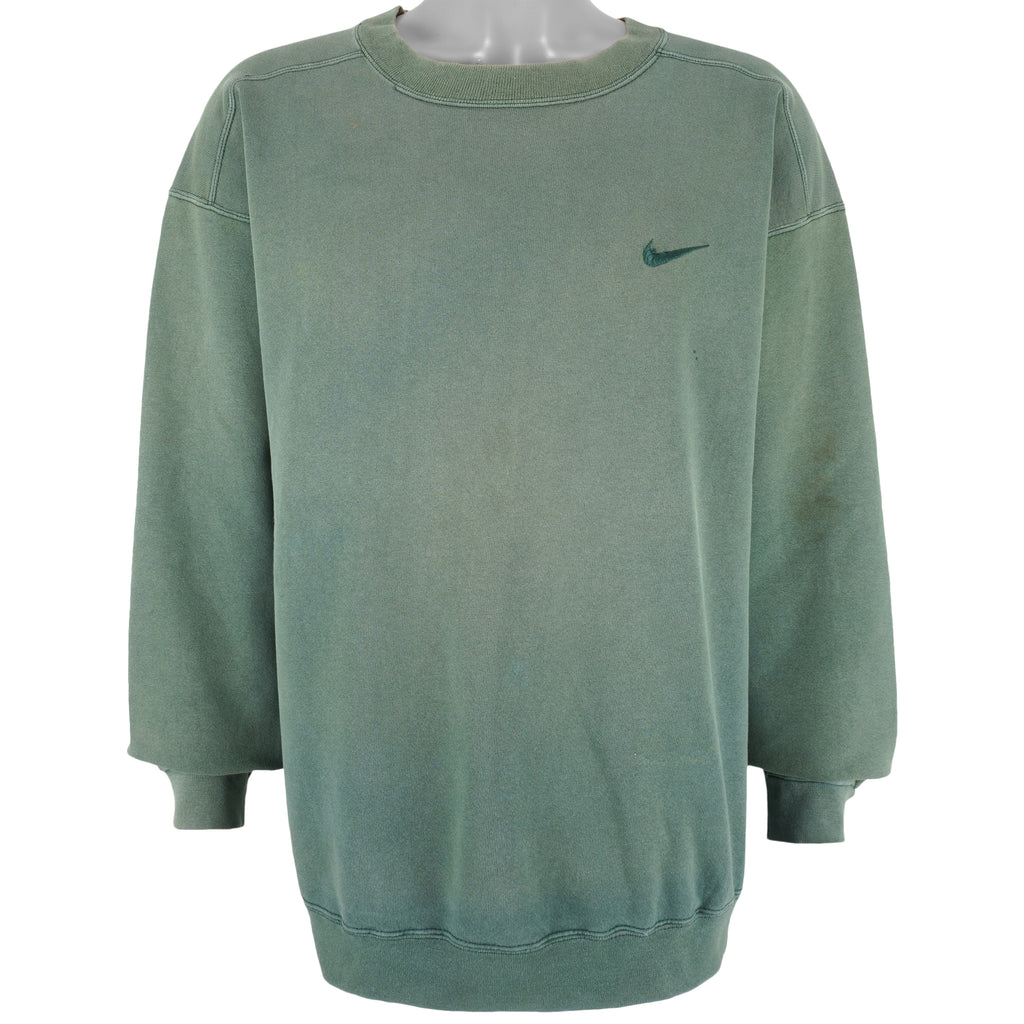 Nike - Light Green Classic Crew Neck Sweatshirt 1990s Large Vintage Retro