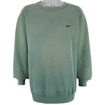 Nike - Light Green Classic Crew Neck Sweatshirt 1990s Large Vintage Retro