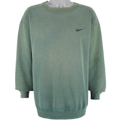 Nike - Light Green Classic Crew Neck Sweatshirt 1990s Large