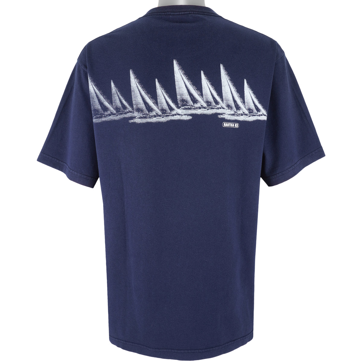 Nautica - Navy Blue Crew Neck T-Shirt 1990s X-Large Vintage Retro