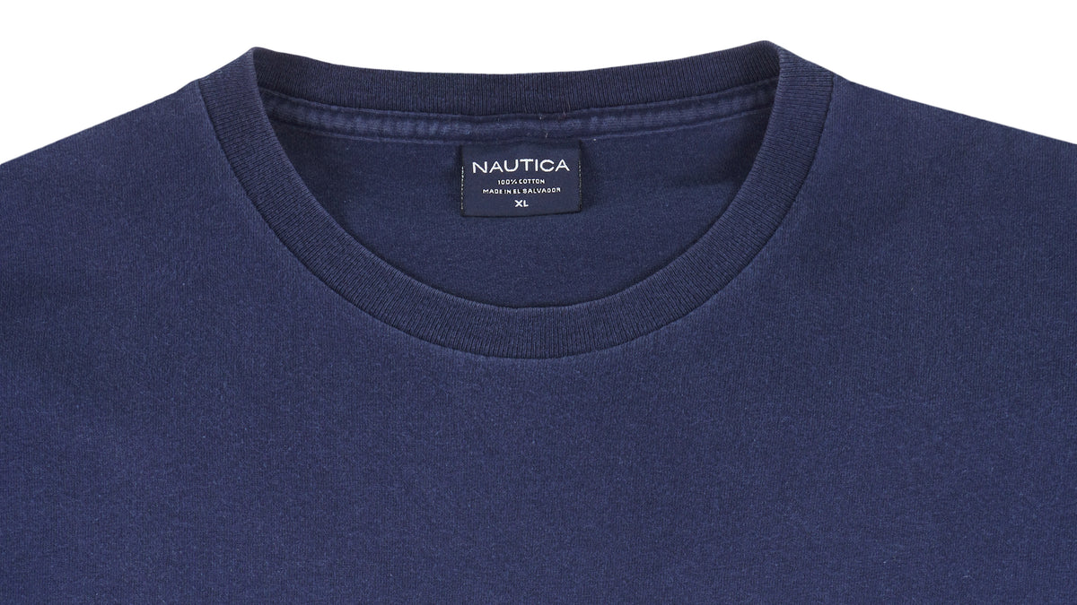 Nautica - Navy Blue Crew Neck T-Shirt 1990s X-Large Vintage Retro