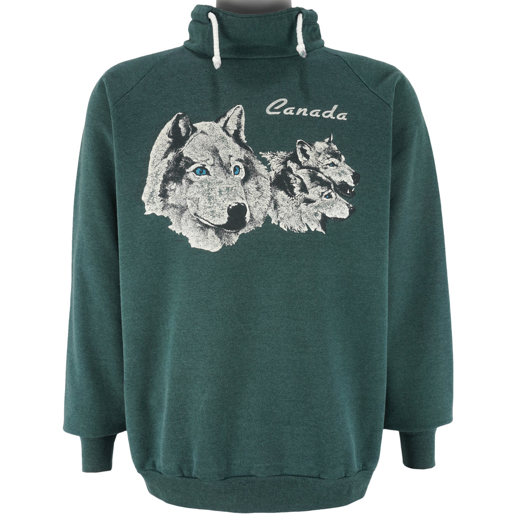 Vintage - Green Canada Turtleneck Sweatshirt 1990s X-Large Vintage Retro