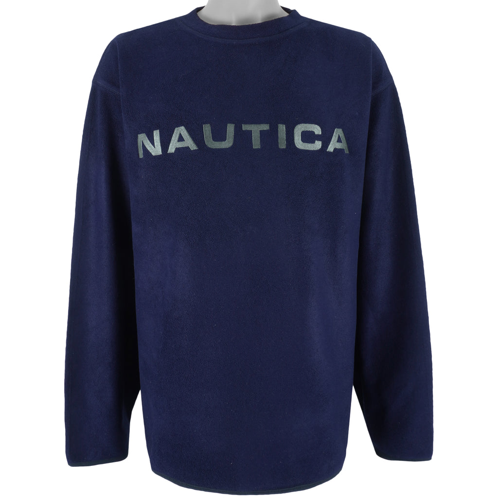 Nautica - Navy Blue Crew Neck Sweatshirt 1990s XX-Large Vintage Retro
