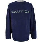 Nautica - Navy Blue Embroidered Crew Neck Sweatshirt 1990s 2X-Large