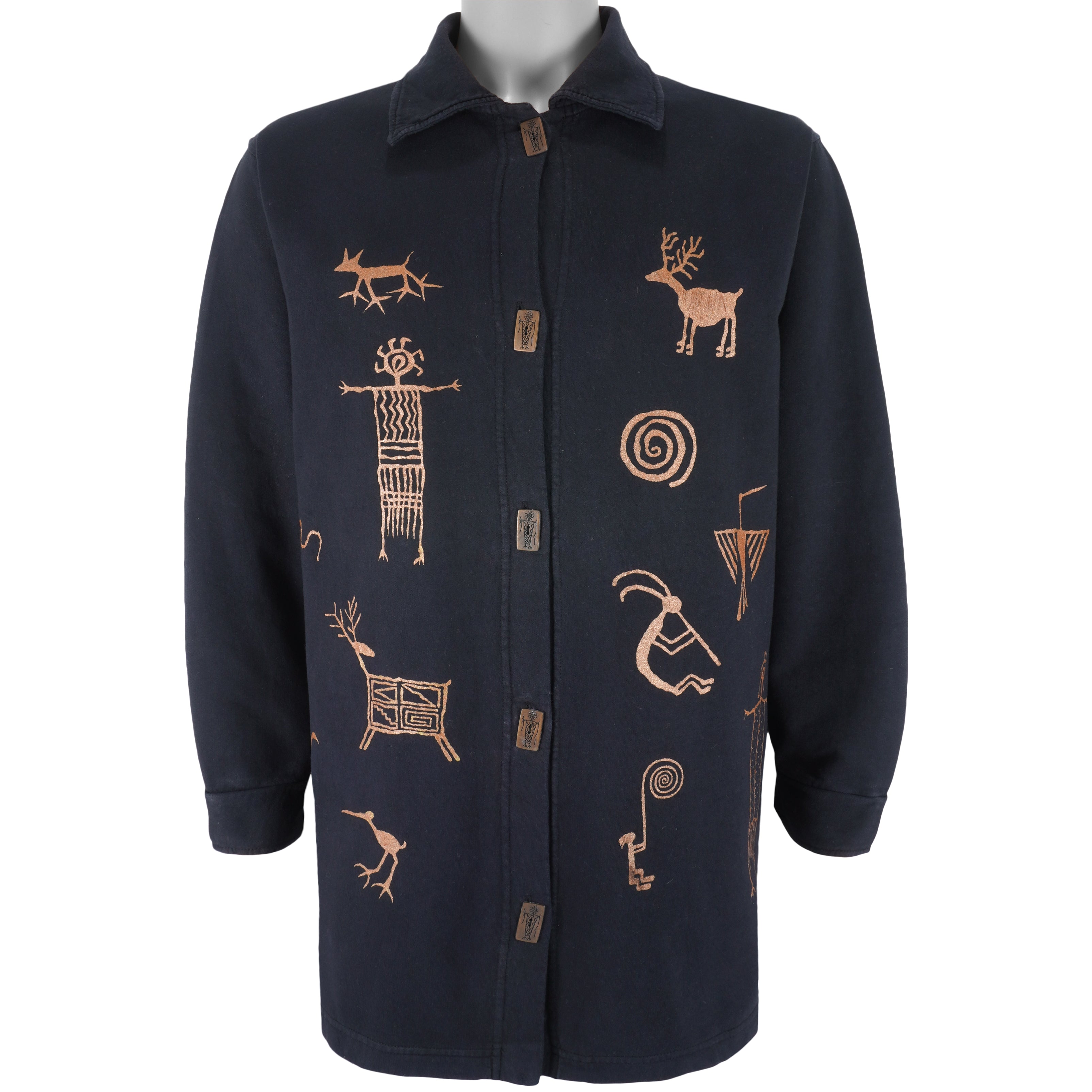 Vintage - Native Drawing Long Sleeved Shirt X-Large Vintage Retro