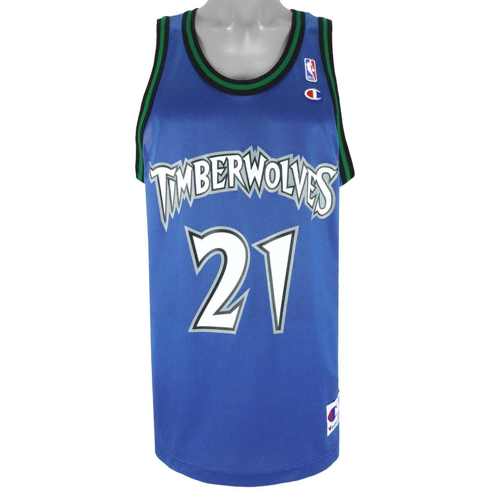 NBA (Champion) - Minnesota Timberwolves, Garnett #21 Jersey 1990s Large Vintage Retro Basketball