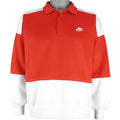 Nike - Red & White 1/4 Button-Up Sweatshirt 1990s Large Vintage Retro