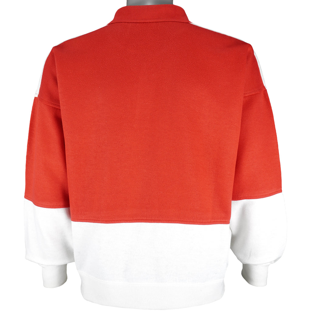Nike - Red & White 1/4 Button-Up Sweatshirt 1990s Large Vintage Retro