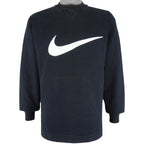 Nike - Black Big Logo Crew Neck Sweatshirt 1990s Small Vintage Retro