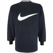 Nike - Black Big Logo Crew Neck Sweatshirt 1990s Small Vintage Retro