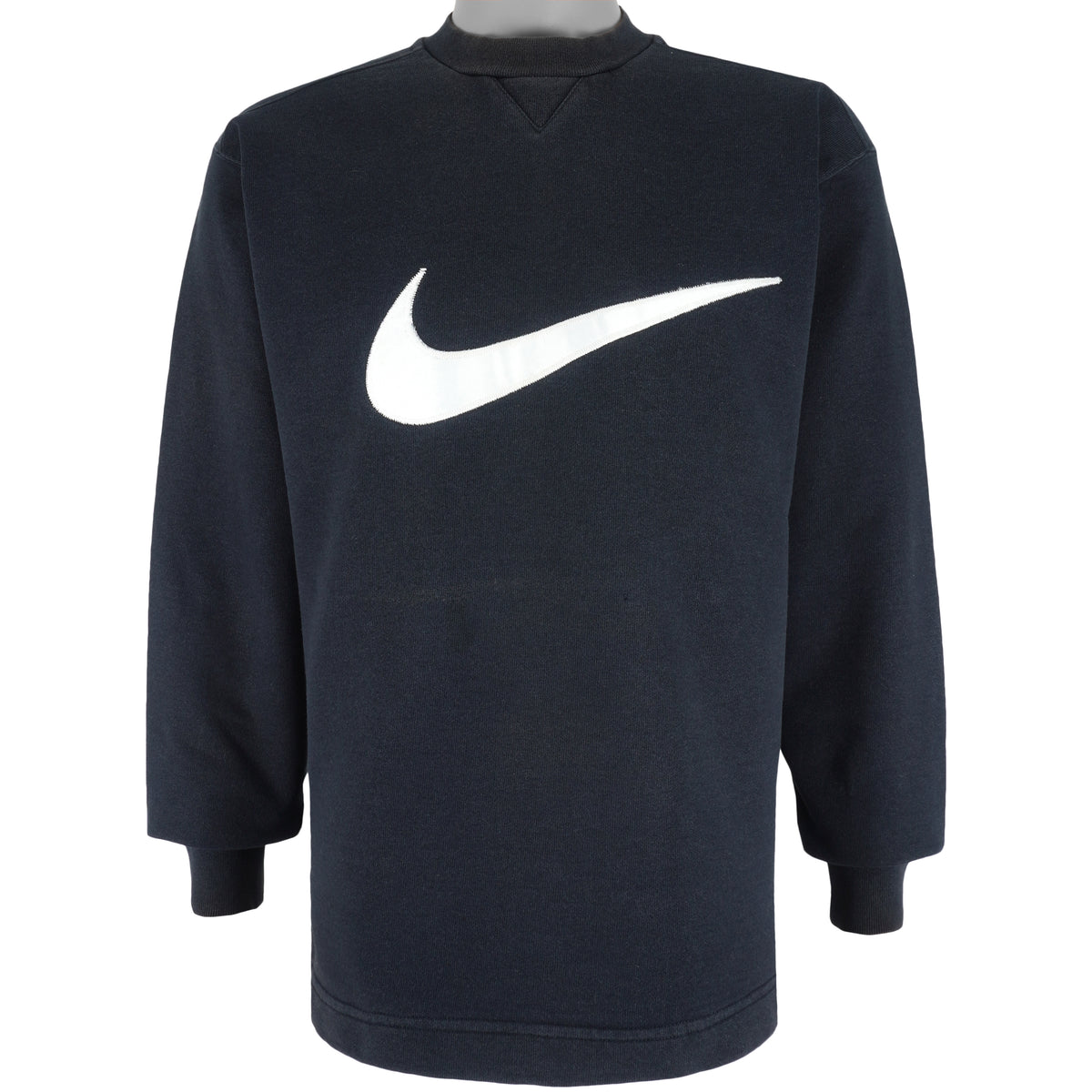 Nike - Black Big Logo Crew Neck Sweatshirt 1990s Small Vintage Retro