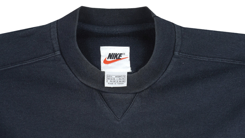 Nike - Black Big Logo Crew Neck Sweatshirt 1990s Small Vintage Retro
