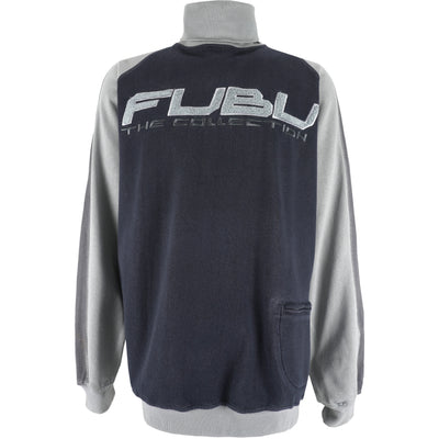 FUBU - Black & Grey Spell-Out Turtleneck Sweatshirt 1990s XX-Large