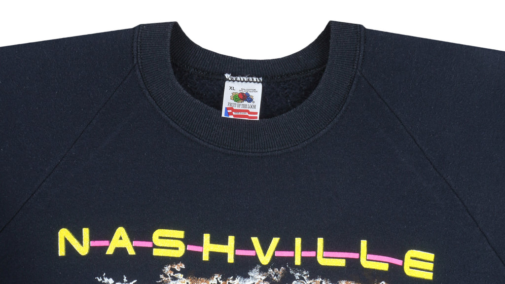 Vintage - Black Nashville Big City Lights Sweatshirt 1990s X-Large Vintage Retro