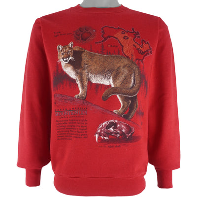 Vintage - Mountain Lion Wildlife Animals Crew Neck Sweatshirt 1990s Medium