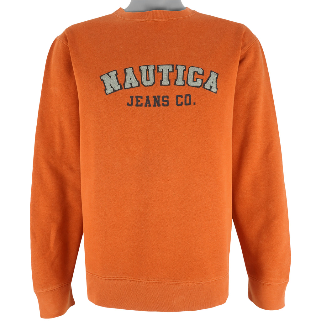 Vintage - Nautica Jeans Co. Spell-Out Crew Neck Sweatshirt 1990s Large Vintage Retro