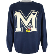 Disney (Mickey) - Navy Blue Crew Neck Sweatshirt 1990s XX-Large Vintage Retro