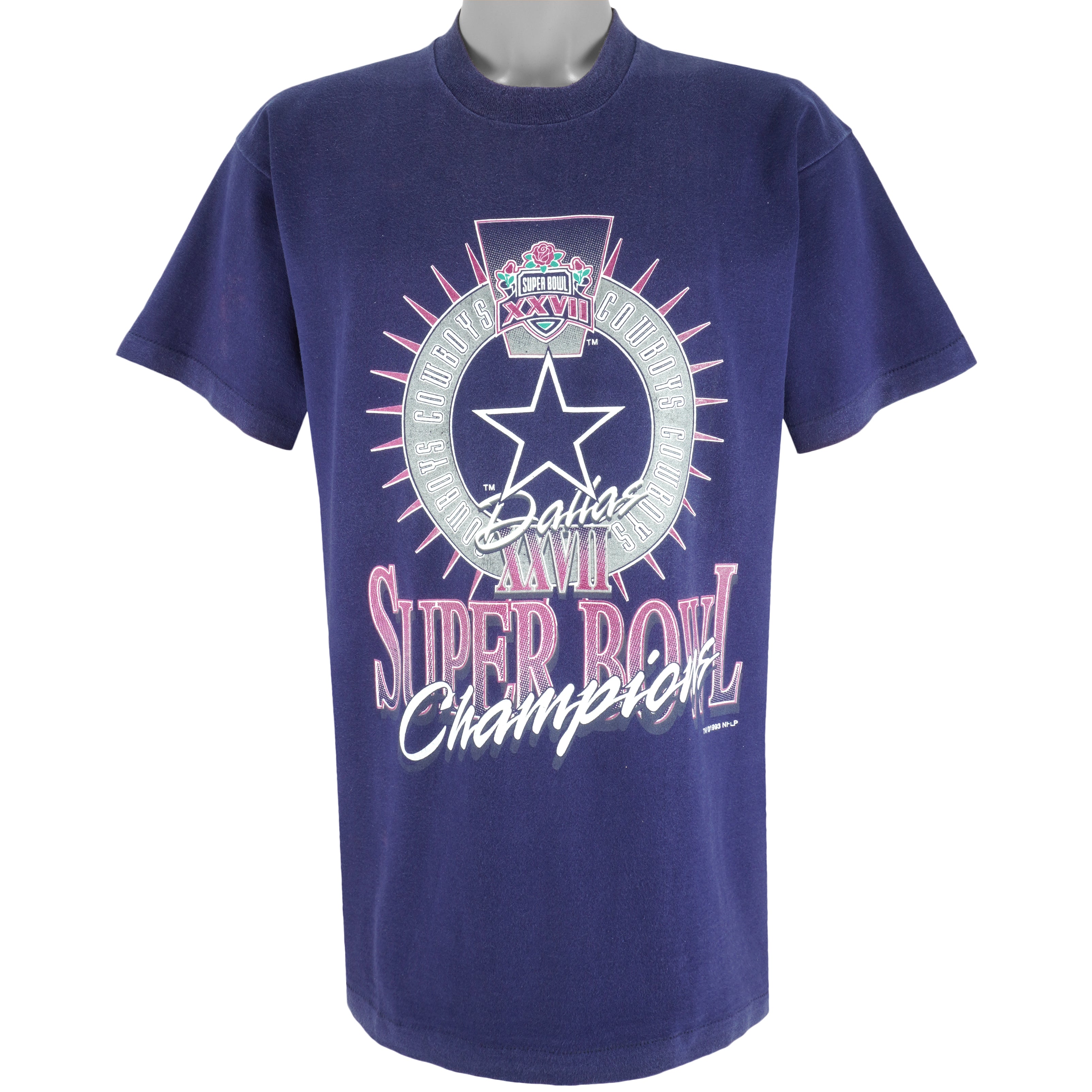NFL - Dallas Cowboys Super Bowl XXVII Spell-Out T-Shirt 1993 X-Large Vintage Retro Football