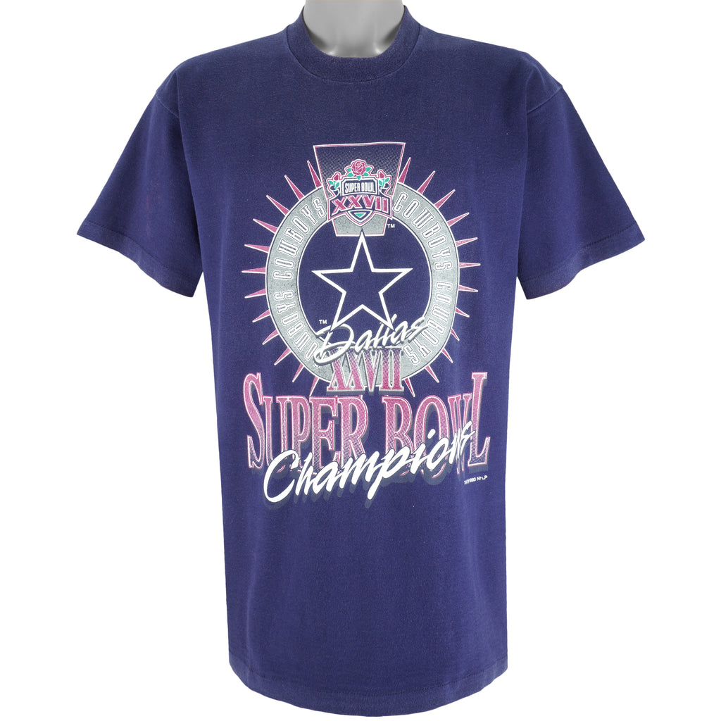NFL - Dallas Cowboys Super Bowl XXVII Spell-Out T-Shirt 1993 X-Large Vintage Retro Football