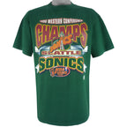 NBA (Oneita) - Seattle Sonics Big Spell-Out T-Shirt 1996 X-Large Vintage Retro Basketball