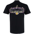 NBA (M&O Knits) - Los Angeles Lakers Spell-Out T-Shirt 2001 Medium Vintage Retro Basketball