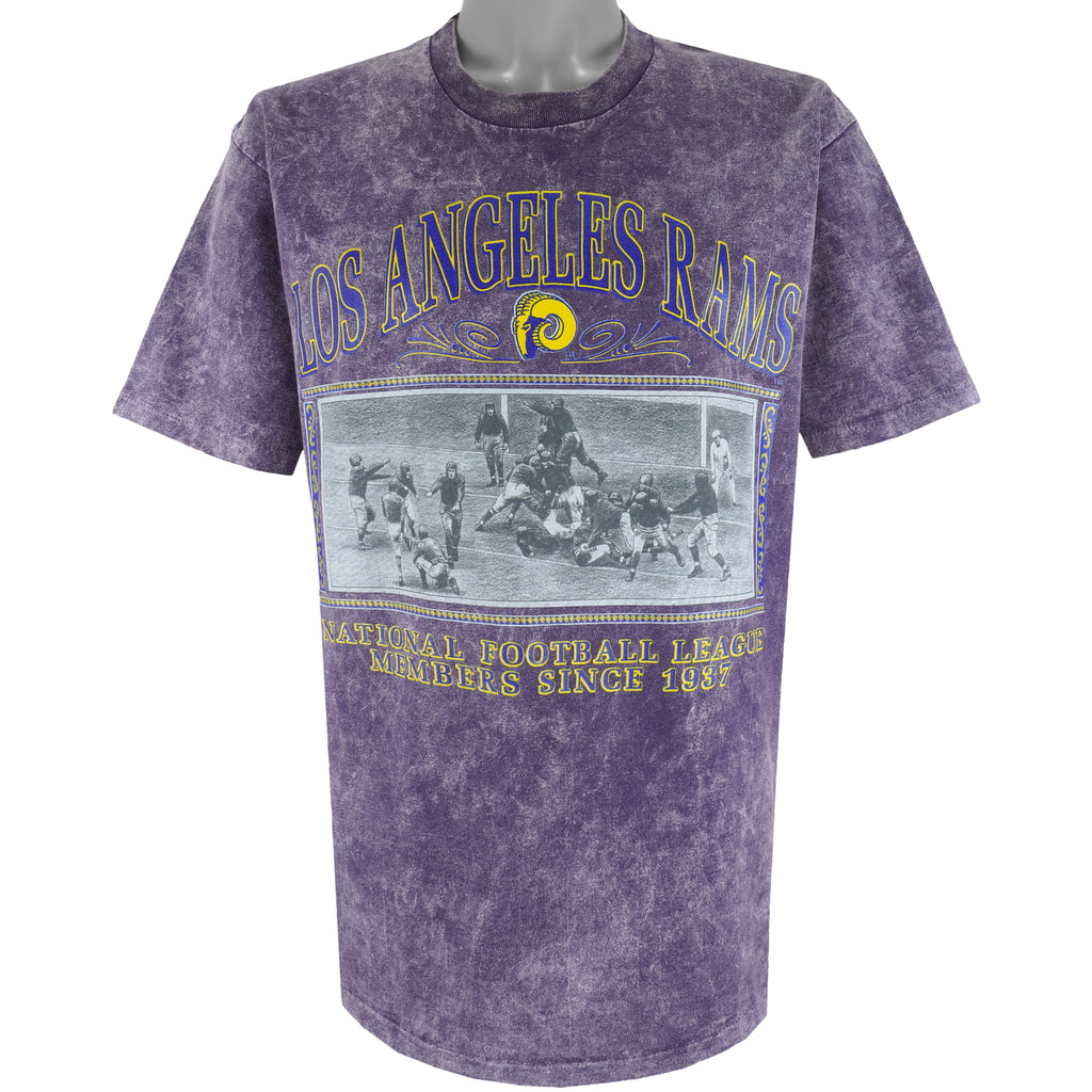 NFL (Nutmeg) - Los Angeles Rams Spell-Out T-Shirt 1937 Large Vintage Retro Football