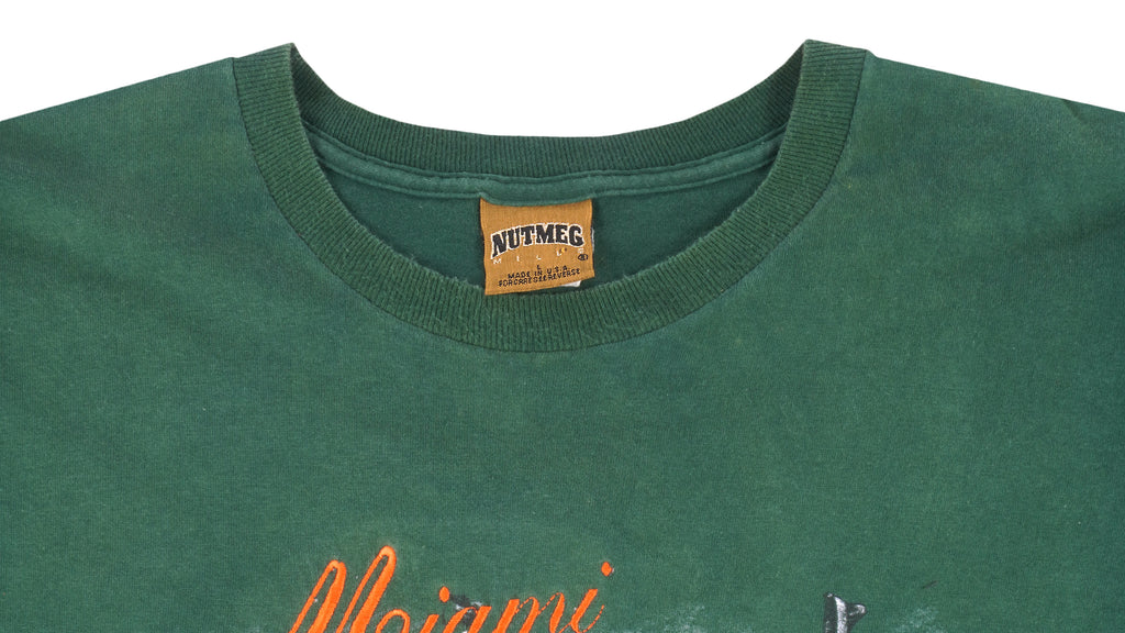 NCAA (Nutmeg) - Miami Hurricane Spell-Out T-shirt 1990s Large Vintage Retro Football College 