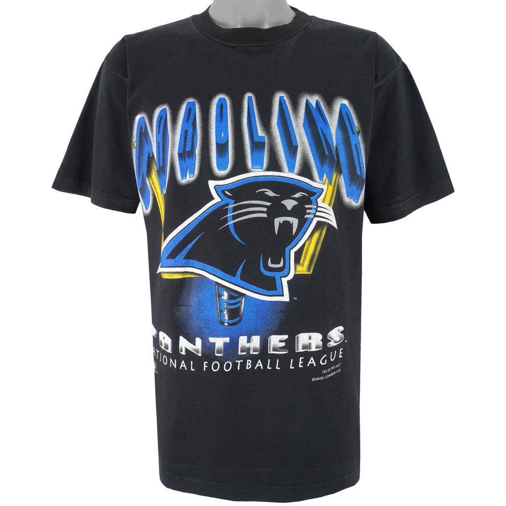 NFL (Magic Johnson Ts) - Carolina Panthers Spell-Out T-Shirt 1993 Medium Vintage Retro Football