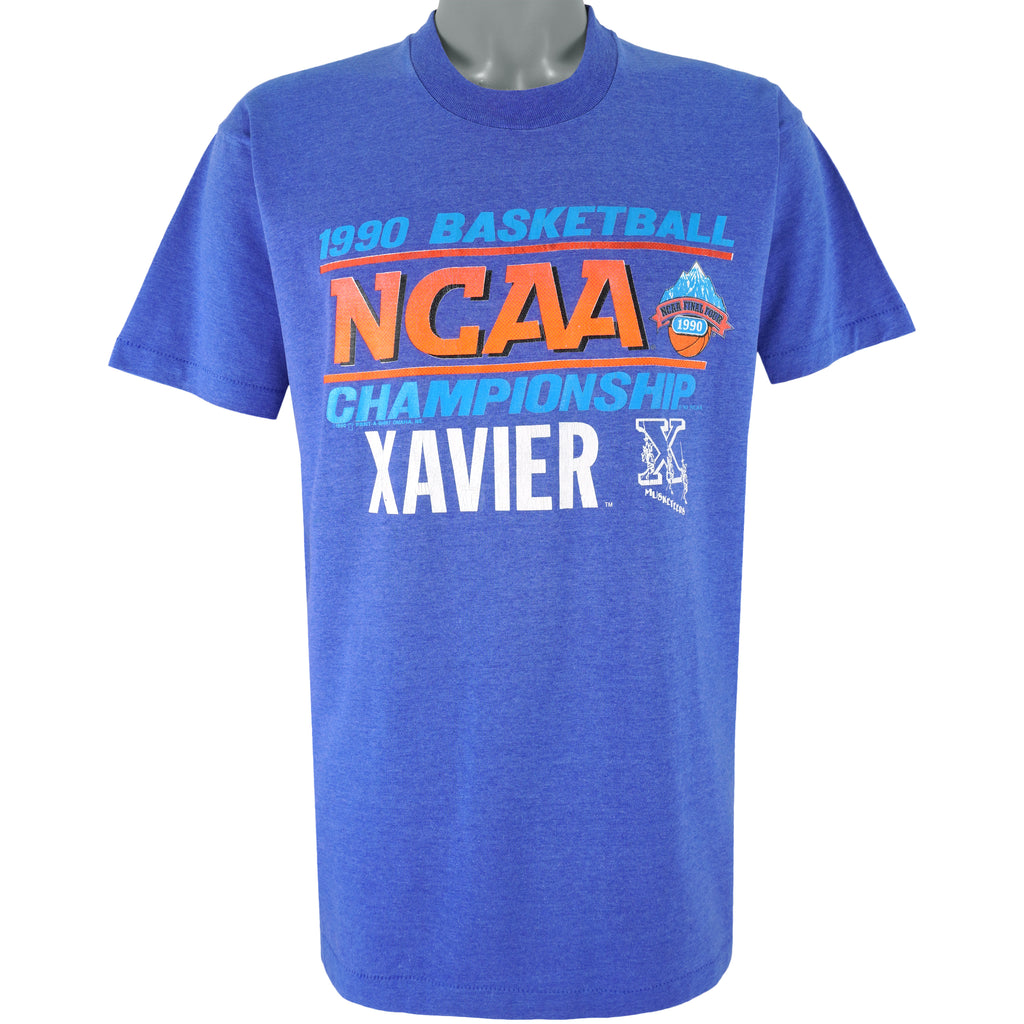 NCAA - Xavier Musketeers Crew Neck T-Shirt 1990 X-Large Vintage Retro Basketball