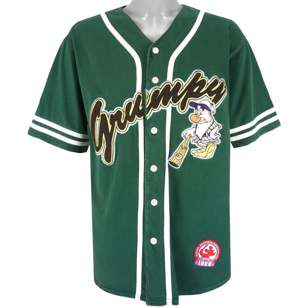 Disney - Green Grumpy Baseball Jersey T-Shirt 1990s Medium Vintage Retro Baseball
