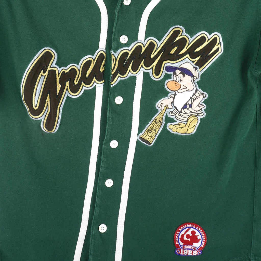 Disney - Green Grumpy Baseball Jersey T-Shirt 1990s Medium Vintage Retro Baseball