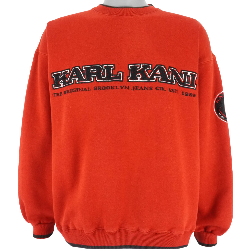 Karl Kani - Red Embroidered Crew Neck Sweatshirt 1990s Large Vintage Retro