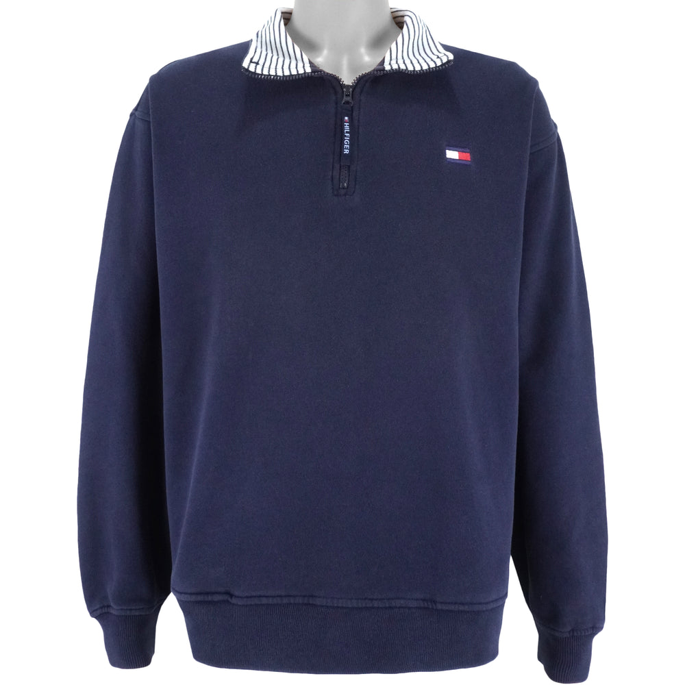 Tommy Hilfiger - 1/4 Zip Embroidered Sweatshirt 1990s Large Vintage Retro