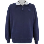 Tommy Hilfiger - 1/4 Zip Embroidered Sweatshirt 1990s Large Vintage Retro